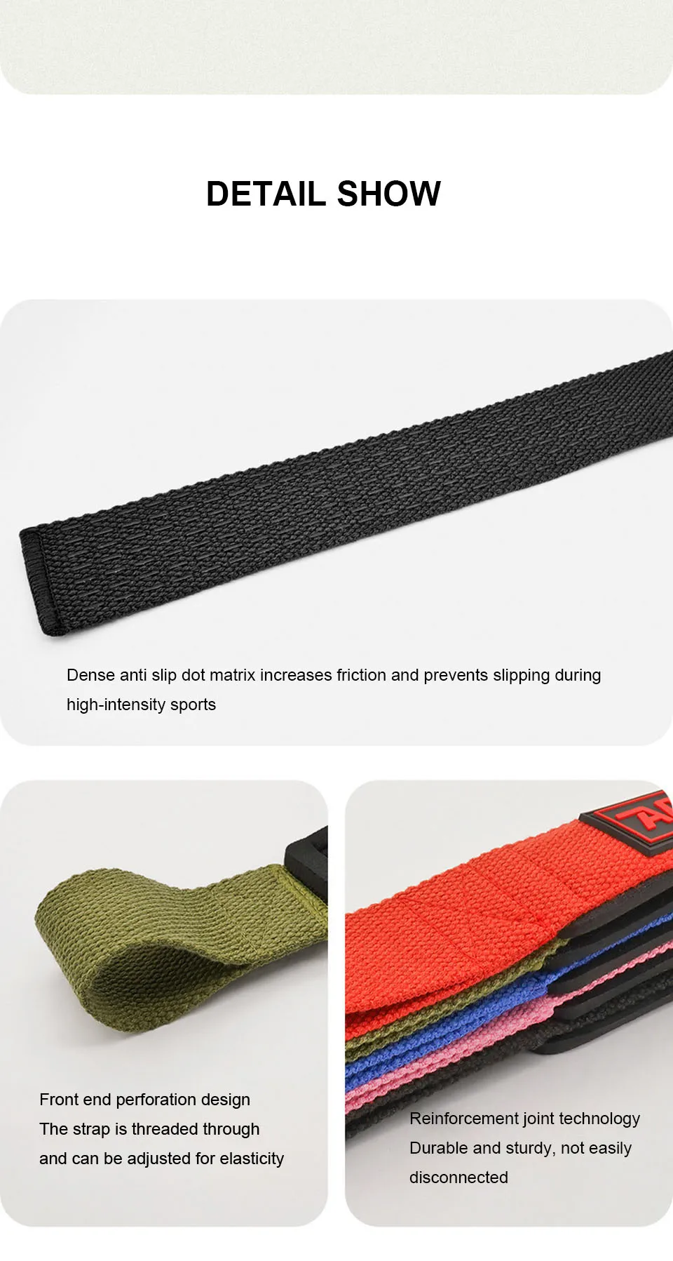 AOLIKES 1 Paar Gewichthebergurte, rutschfeste Silikon-Hebe-Handgelenkschlaufen, Kraft, Kreuzheben, Crossfit-Handgriffe, Handgelenkstütze – Detail 10