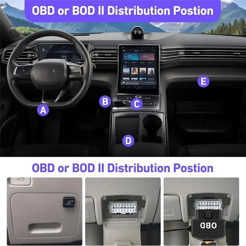 WF-OBD2 OBD Power Cable For Dash Camera, OBD To Type-C USB OBDII Adapter Hardwire Cable, 12-36V To 5V/3A