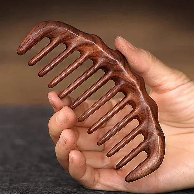 Natural Sandalwood Hair Comb - Anti-Static Wooden Massager with Serrated Teeth, Hair Care Gift