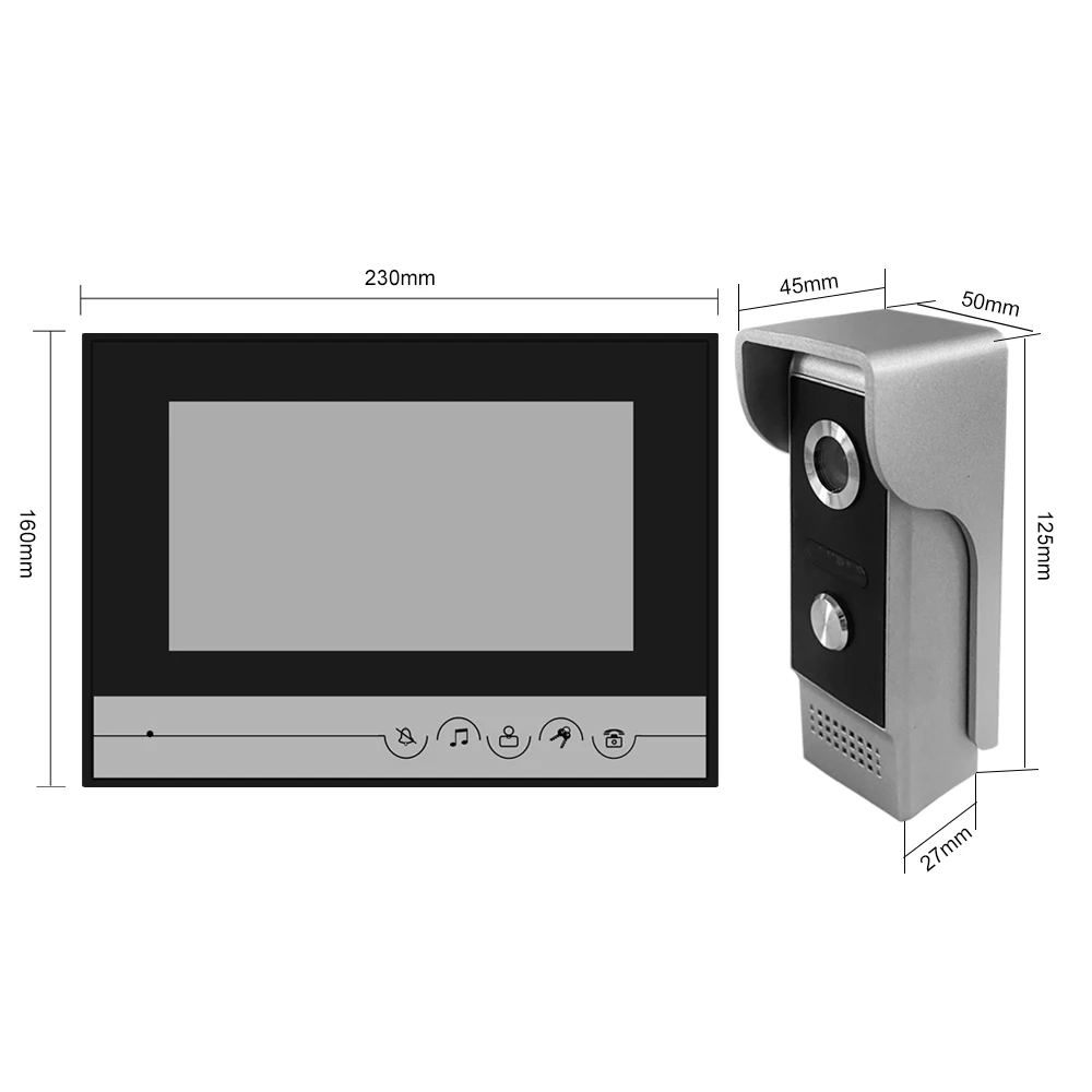 7 monitors tft monitores tft vídeo porteiro campainha visual com câmera à prova de chuva ir câmera de vídeo 100 metros para segurança em casa