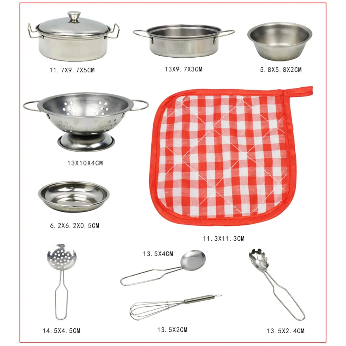 Mini-Küchenspielzeug aus Edelstahl, Spielhaus-Kochgeschirrspielzeug für Kinder, Kochgeschirr, Töpfe, Spielset, pädagogisches Küchenspielset