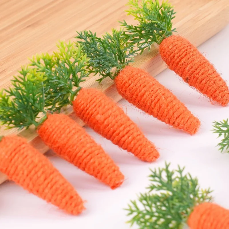 

5Pcs Easter Festival Carnival Miniature Artificial Carrot Decorative Ornament European and American Home Easter Tray Decorative