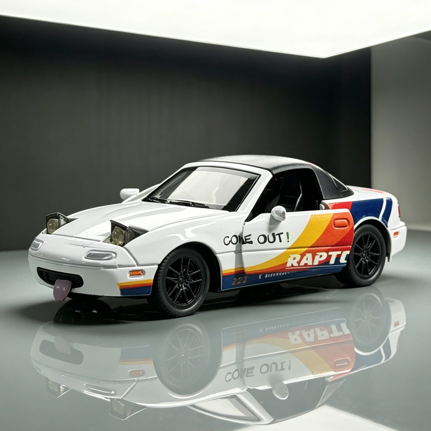 1:36 Mazda MX5  Car Model, Flip Headlights Pull Back Toy, Drop Resistant Collectible Vehicle, Nice Birthday Gift for Car Lovers