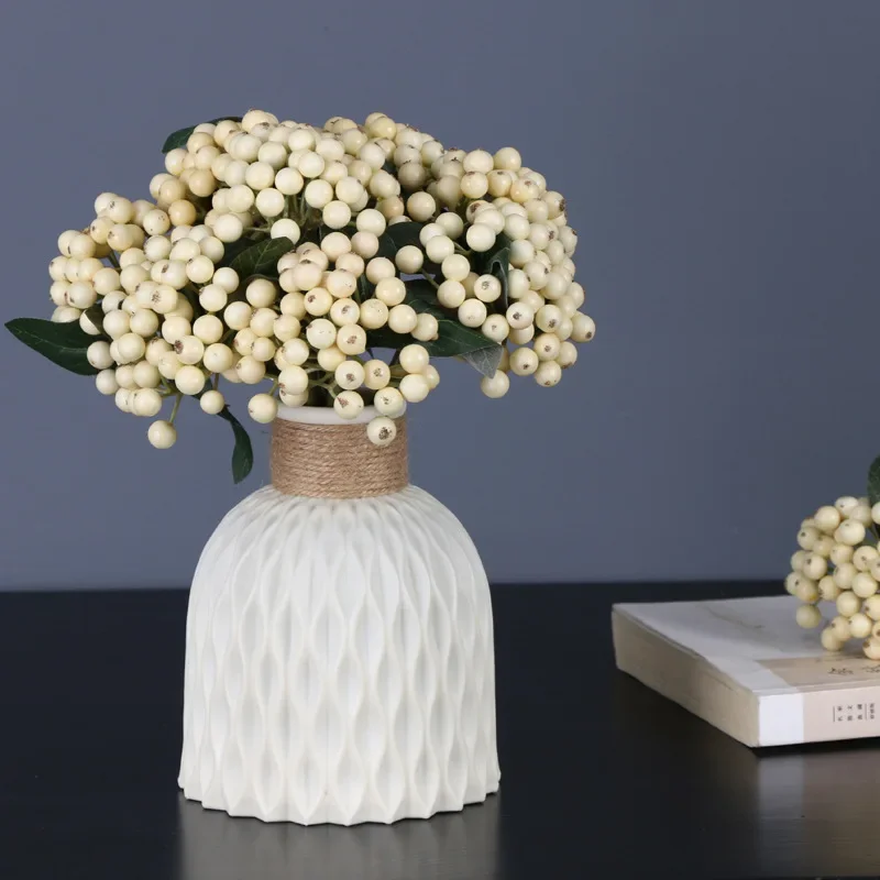 Modern vase white plastic vase basket, Nordic home living room decoration decoration, wedding flower arrangement