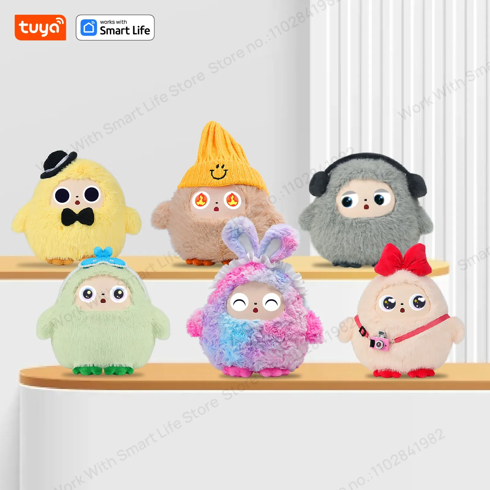 Cute Gray BOBO:AI Plush Robot Smart Interactive Toy w/LED Eyes&Voice Control,USB Rechargeable Companion for Kids Gifts/SmartHome - Image 6