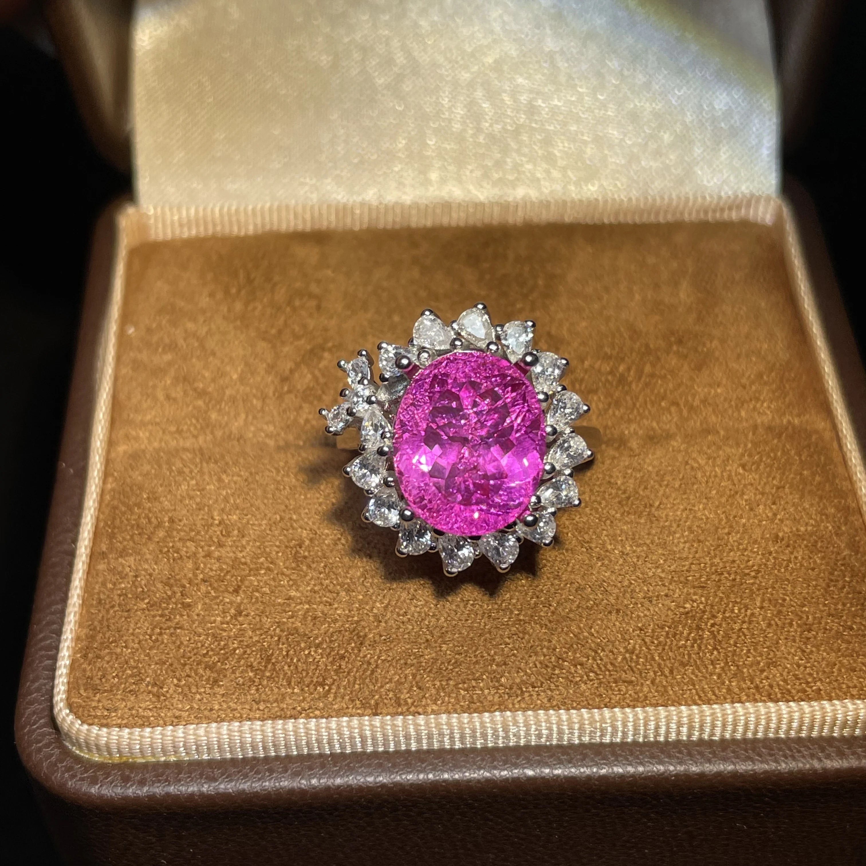 8Ct Large Particle Sapphire Ring with Fish Tail Design, 925 Sterling Silver Set, Custom Jewelry, 10*12mm