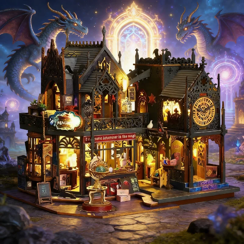 

DIY Dollhouse Holo Magic City Handmade Assembly Villa Model Ornament Exquisite Decompressing Birthday Gift for Men and Women