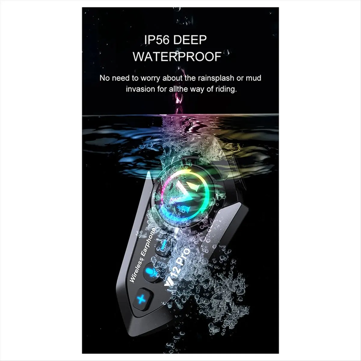 goodidea Motorcycle Helmet Bluetooth Headset 2 Rider 500m Intercom Waterproof Noise Cancellation AI Voice Riding Headset