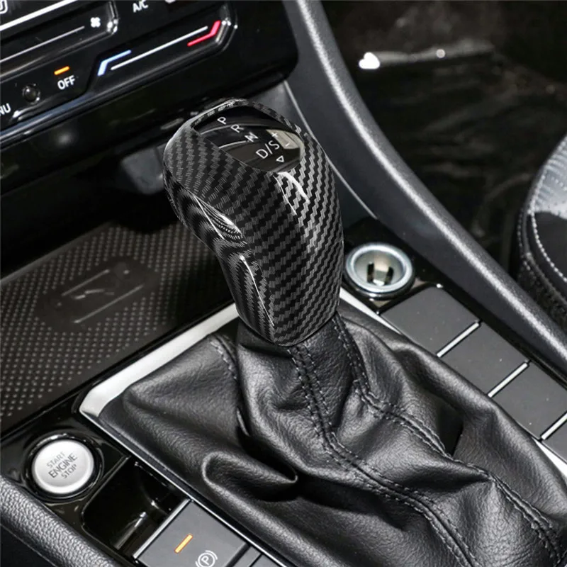 Gear Shift Knob Head Cover Case Carbon Fiber Car Accessories For Volkswagen Sagitar Tacqua Tayron Polo Plus Tcross 2019-2022