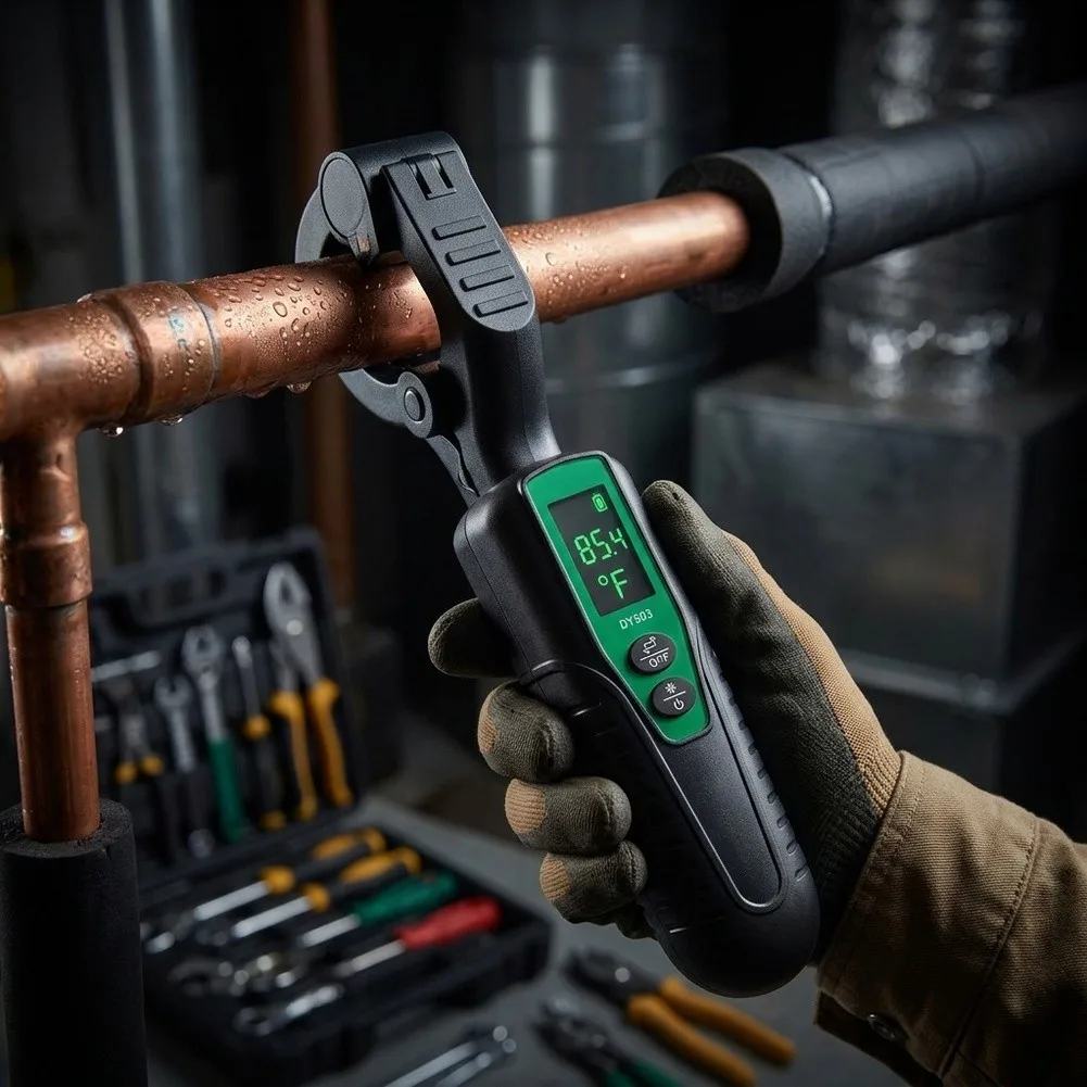 Refrigerant Pipe Tester Digital Pipe Thermometer Accuracy Plus Minus 0.3C Range Minus 50 To 150C Backlit Digital Display