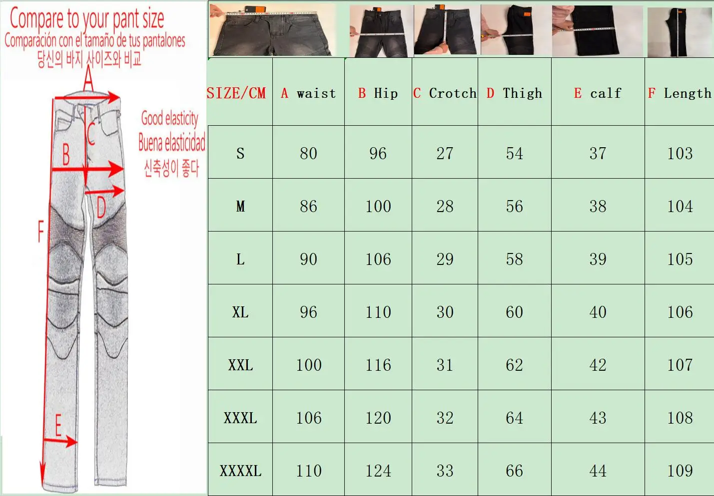 Men Jeans Collection Classic Denim UGB06 PK718 PK719 Zip Motorcycle Pants Panta… - Image 6