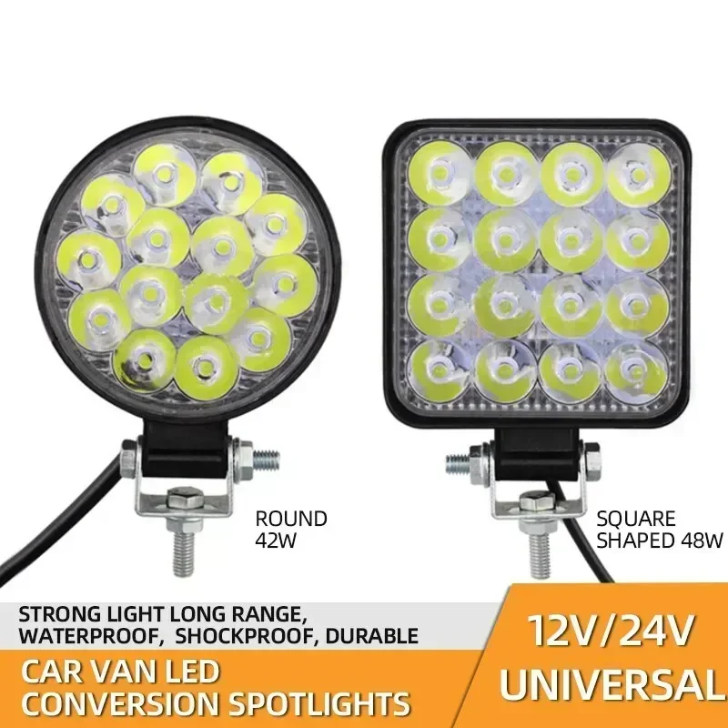 

1PCS 48W 12V Car LED Work Light - MINI Round/Square 16SMD Fog/Off-Road Spot Light for ATV/SUV (48W High Power)~
