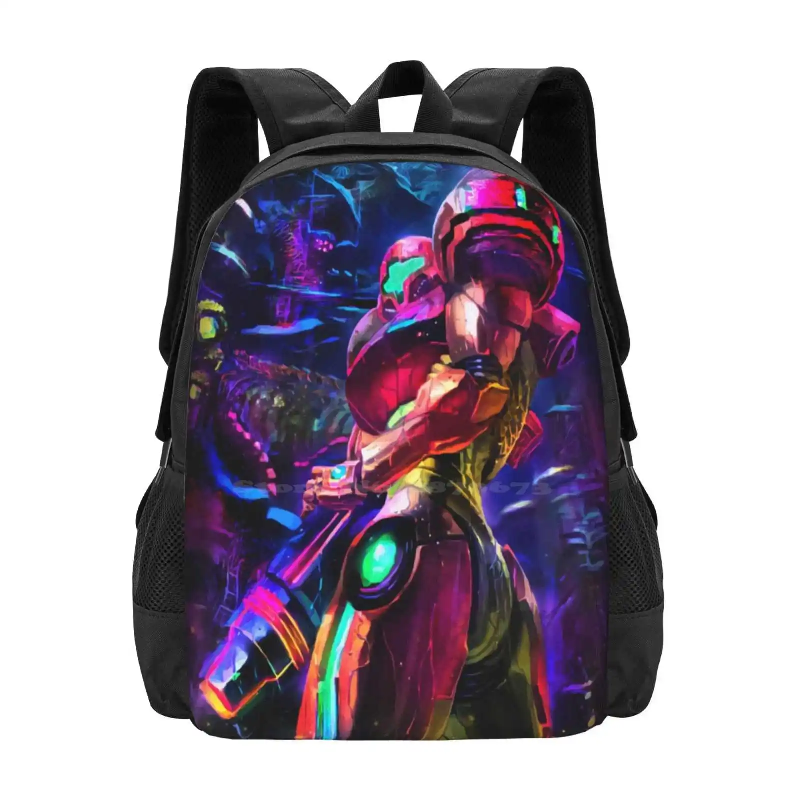 Samus Aran Metroid School Bag Big Capacity Backpack Laptop Super Smash Bros Samus Aran Gaming Videogames Space Gamer Geek Retro