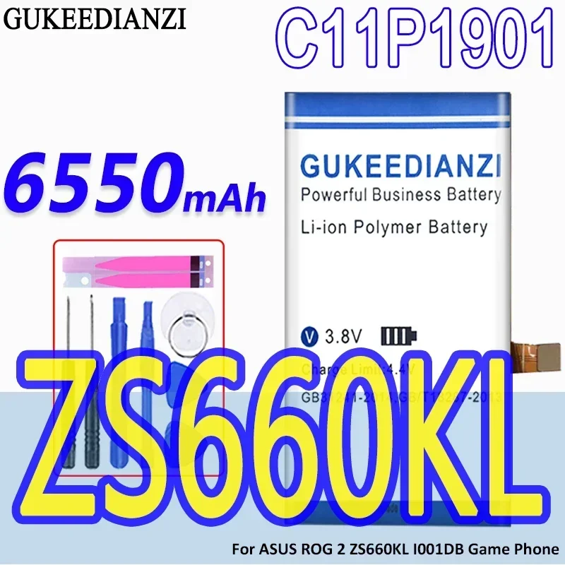 GUKEEDIANZI C11P1901 6550mAh For ASUS ROG 2 ROG2 ZS660KL I001DB Game Phone Rechargeable Batteries with Free Tools + Track Code