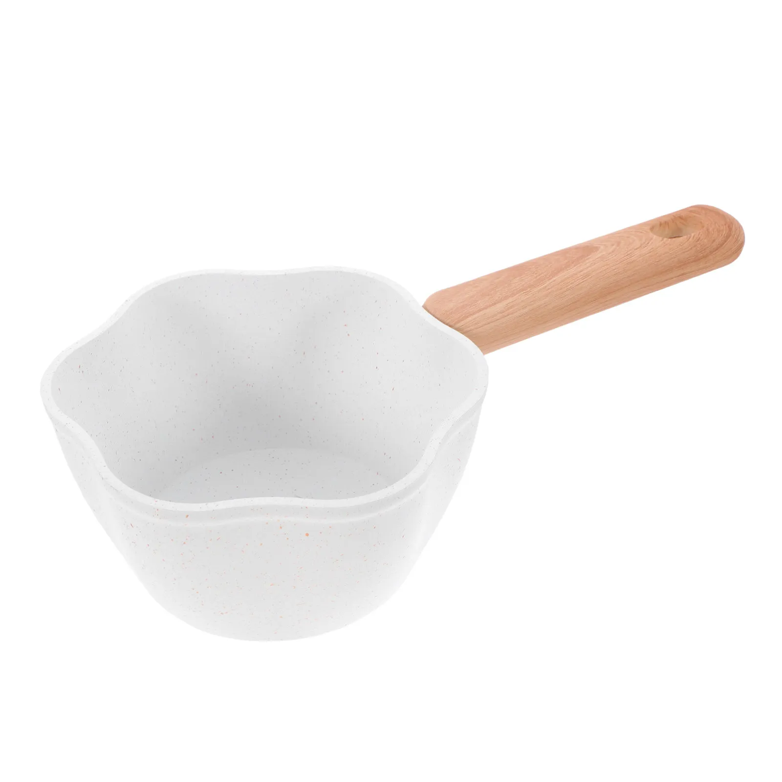 

450Ml Mini Non-Stick Saucepan Aluminum Alloy Wood Handle For Milk Coffee Chocolate Butter Oil Heating Small Cooking Pot Stockpot