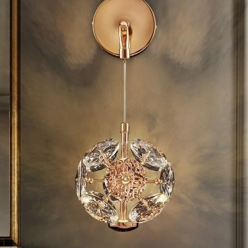 Nordic Light Luxury Crystal Pendant Lights for Bedroom Dining Table Classical Desk Lights Court Rotundity Suspension Luminaires