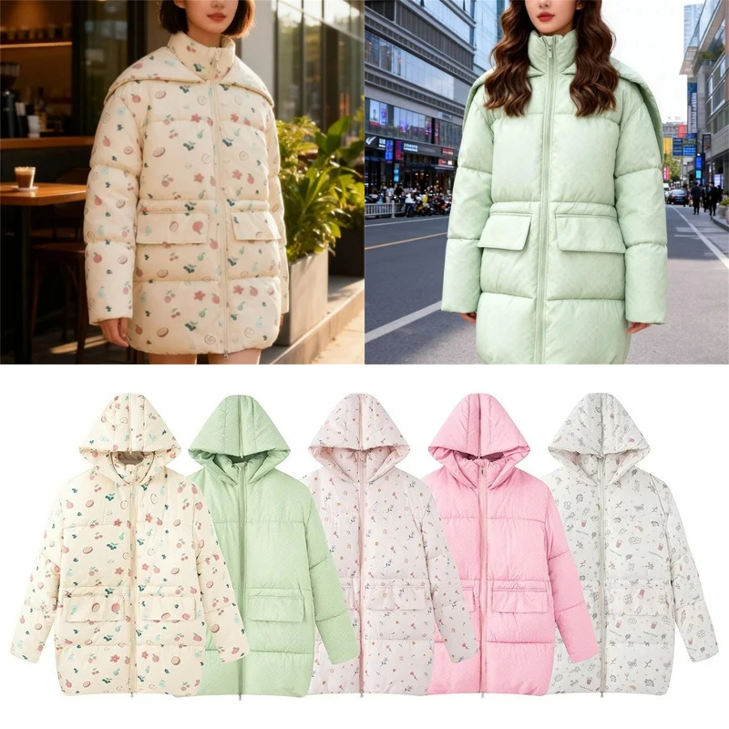

Cute Multicolored Sweet Floral Puff-Sleeve Cotton Jacket – 2025 Autumn Fashion Trend
