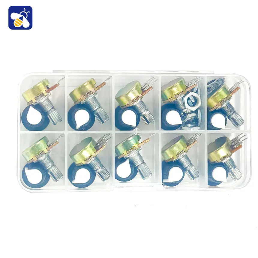 WH148 10 أنواع من غطاء دوار وصلة واحدة مكبر للصوت قابل للتعديل الجهد التشفير المقاوم عدة لتقوم بها بنفسك B1K-1M مع صامولة فاصل