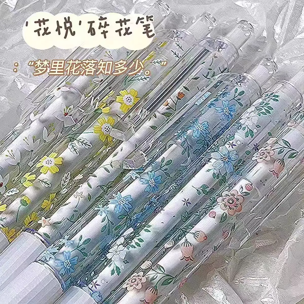 

6pcs Transparent flowers Gel Pens 0.5mm Ballpoint Pens Signature Pen Writing tools School Office Supplies Cute Stationery
