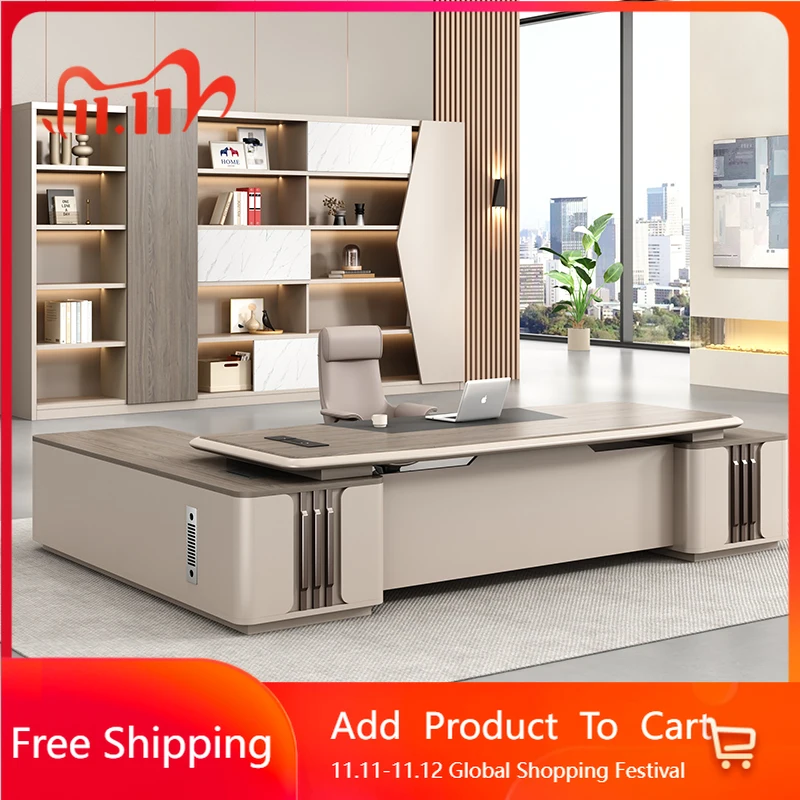 

Light Luxury Designer Boss Desk Simple Modern European Reading Secretary Desks Standing Filing Cabinets Schreibtisch Furniture
