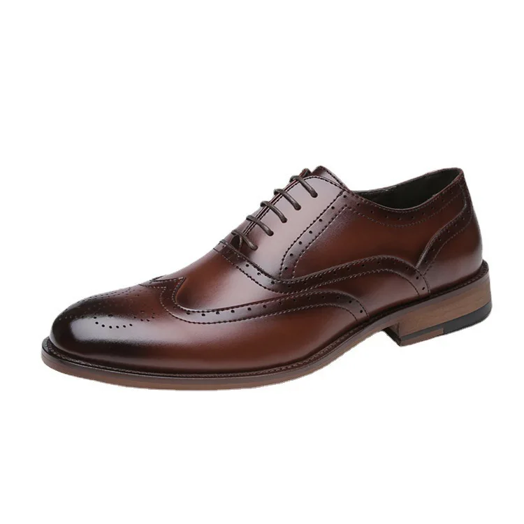 Novo 2024 negócios britânicos cabeça redonda couro masculino esculpido bloco formal derby escritório casamento único sapatos casuais masculinos муж о о giaв