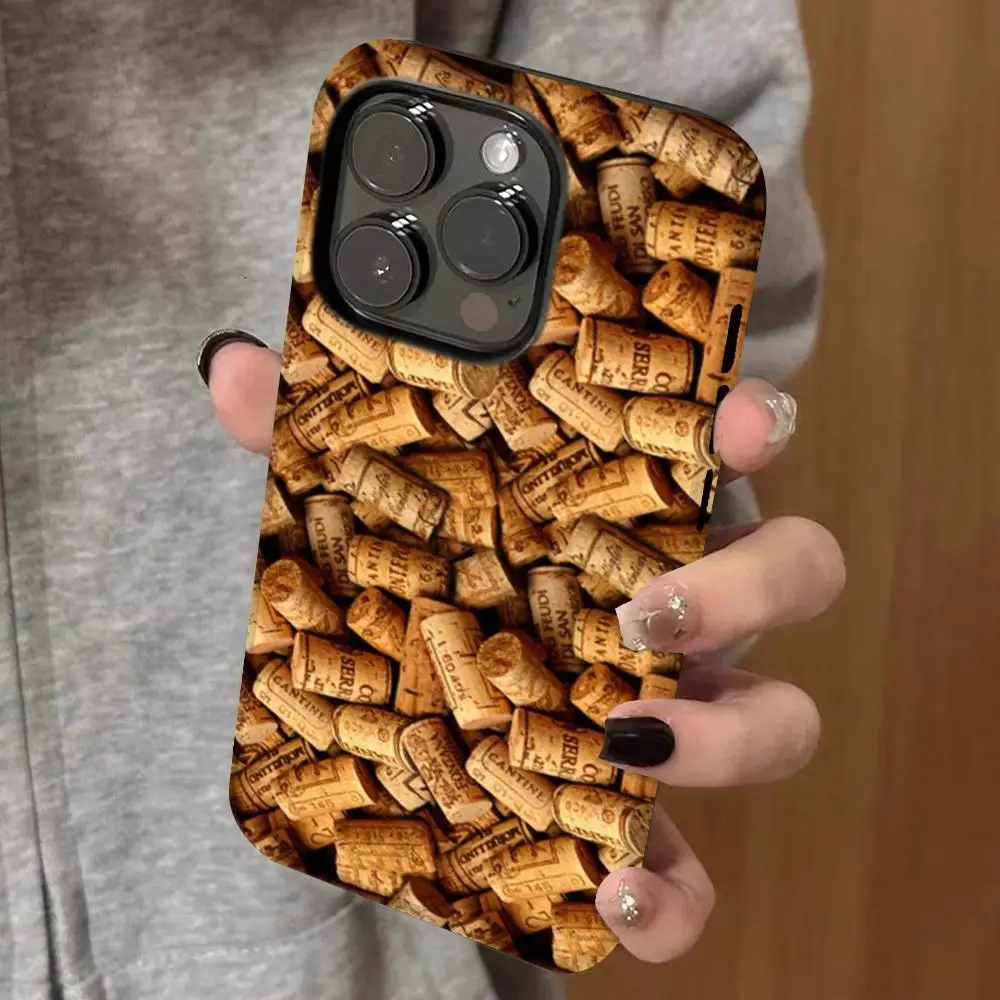 

Wine Corks Textures Phone Case Double-layered Film Case For IPhone 16 15 Promax 14 13 Pro 12 11 plus Samsung S25 24 23 Covers