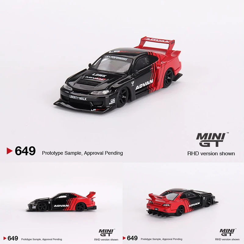 MINIGT 649 w magazynie 1:64 LBWK Super Silhouette S15 Silvia Advan Diecast Diorama kolekcja modeli miniaturowe zabawki