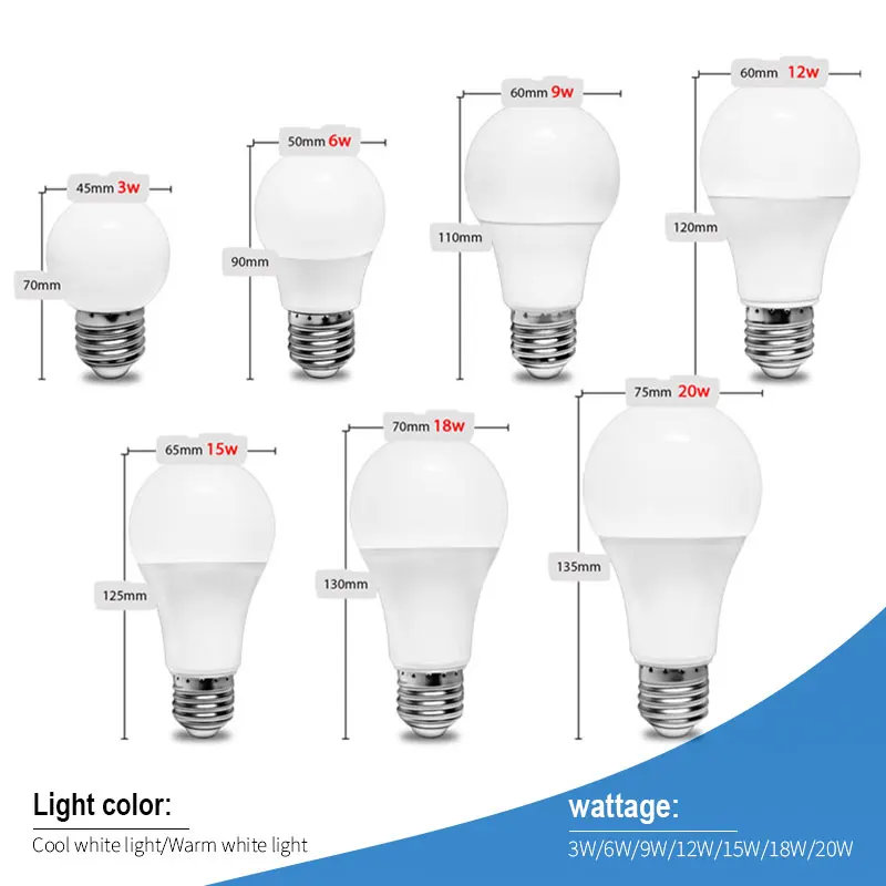 6-Pack E26/E27 หลอดไฟ LED 220V-240V SMD2835 High Lumen 2700K-6500K Multi-วัตต์ 3-20W ประหยัดพลังงาน Home Lighting (ผู้ขายที่ดีที่สุด)