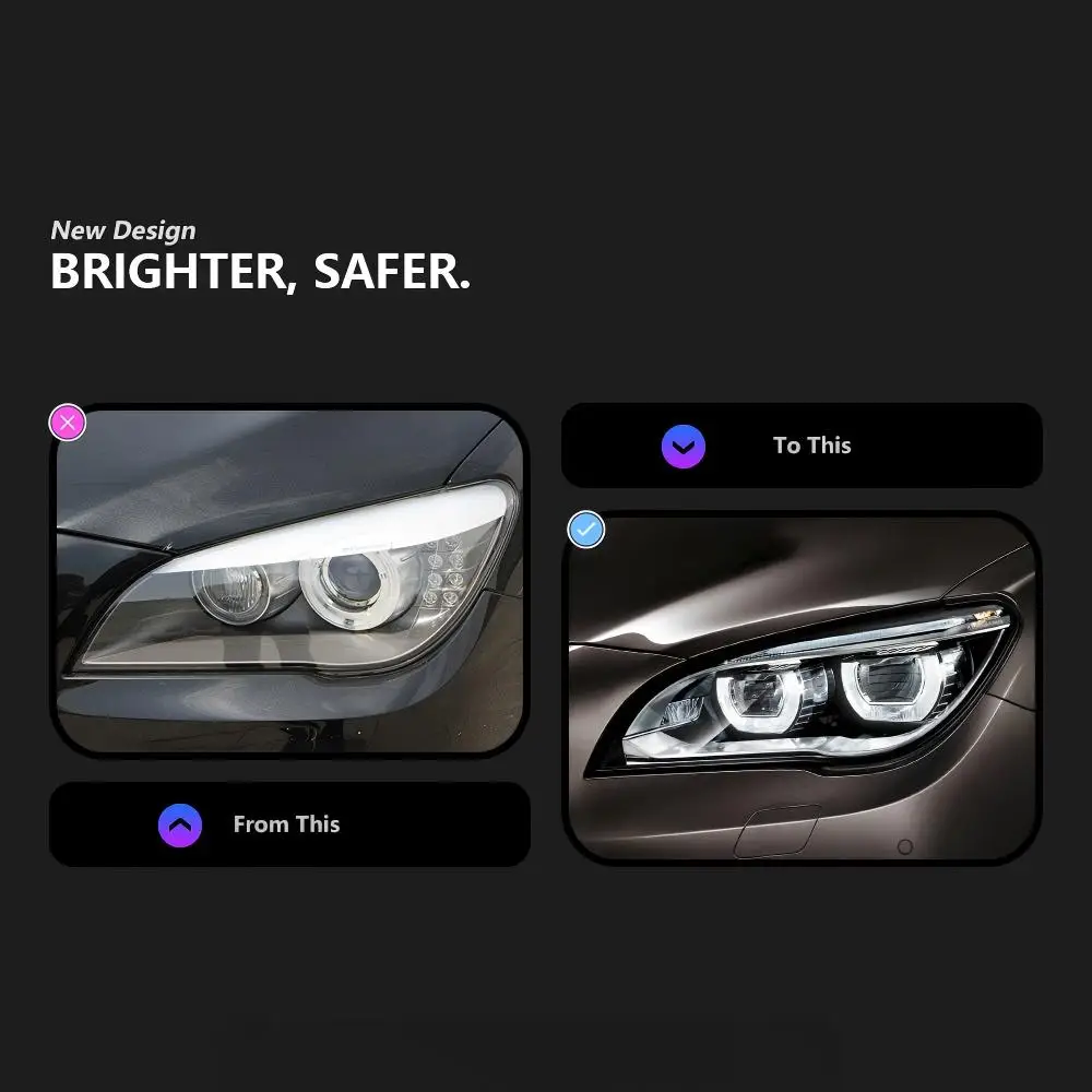 Car Front Lights for BMW 7 Series F01 F02 2009-2015 LED Headlight Upgraded Head Lamp Plug and Play Car Accessories