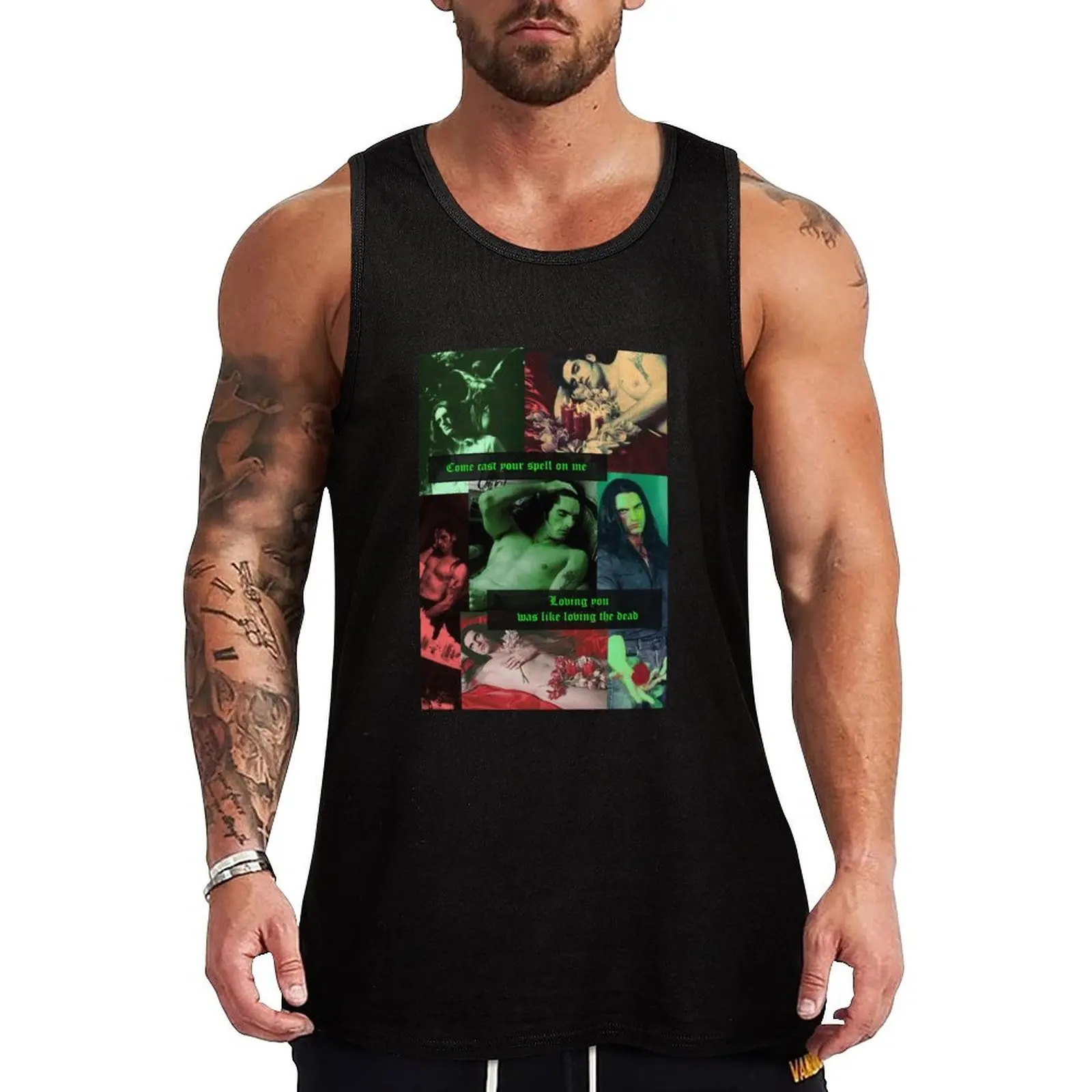

Peter Steele Dark Goth Collage Edit Tank Top Basic Sleeveless Casual Tee Solid Lightweight Top