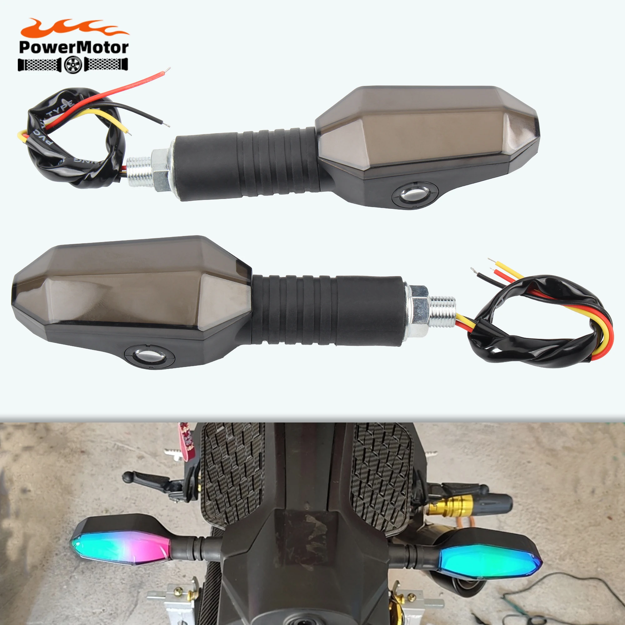 

2Pcs LED Projection Lamp Motorcycle Turn Signals Light Motorbike Modified Accessories Colorful Atmosphere Warning Light Enduro