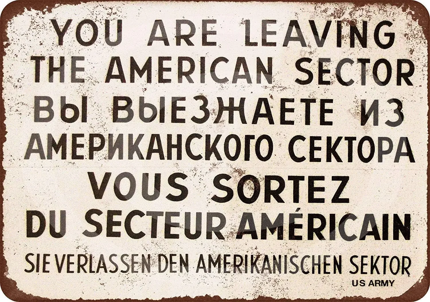 HomDeo Metal Signs Vintage Basement Decor Art 1962 Checkpoint Charlie Berlin Wall Vintage Look Tin Sign  Retro Novelty Pub Wa