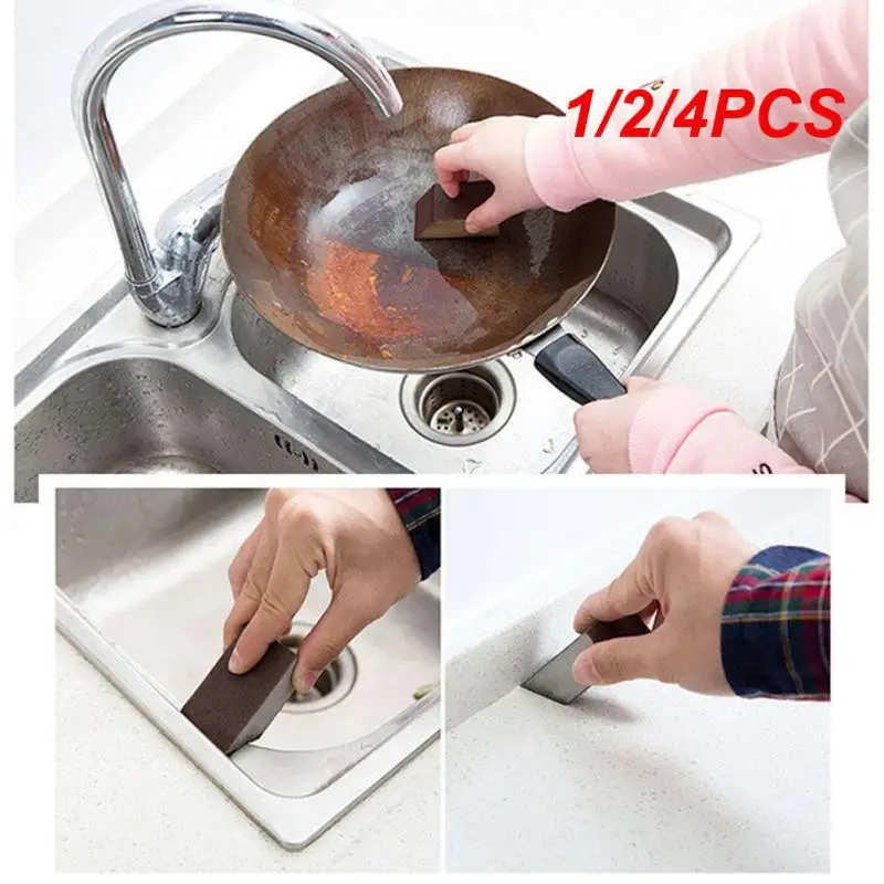 1/2/4PCS Alumina Emery Strong Sponge Cleaning Brush Dish Bowl Washing Sponge Kitchen Pot Pan Window Glass Cleaner Tools For