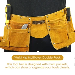 Waist-crotch-type Leather Tool Belt Quick Release Buckle Carpenter Construction Work Apron Tool Storage Welding Pouch Belt