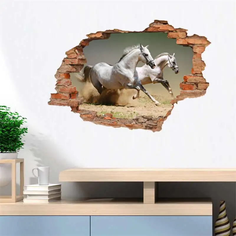 Herd of hurrying Horse Wall Sticker Art Mural Living Room Bedroom Cabinet Decoration Home Decor Funny Animal  Stickers S35