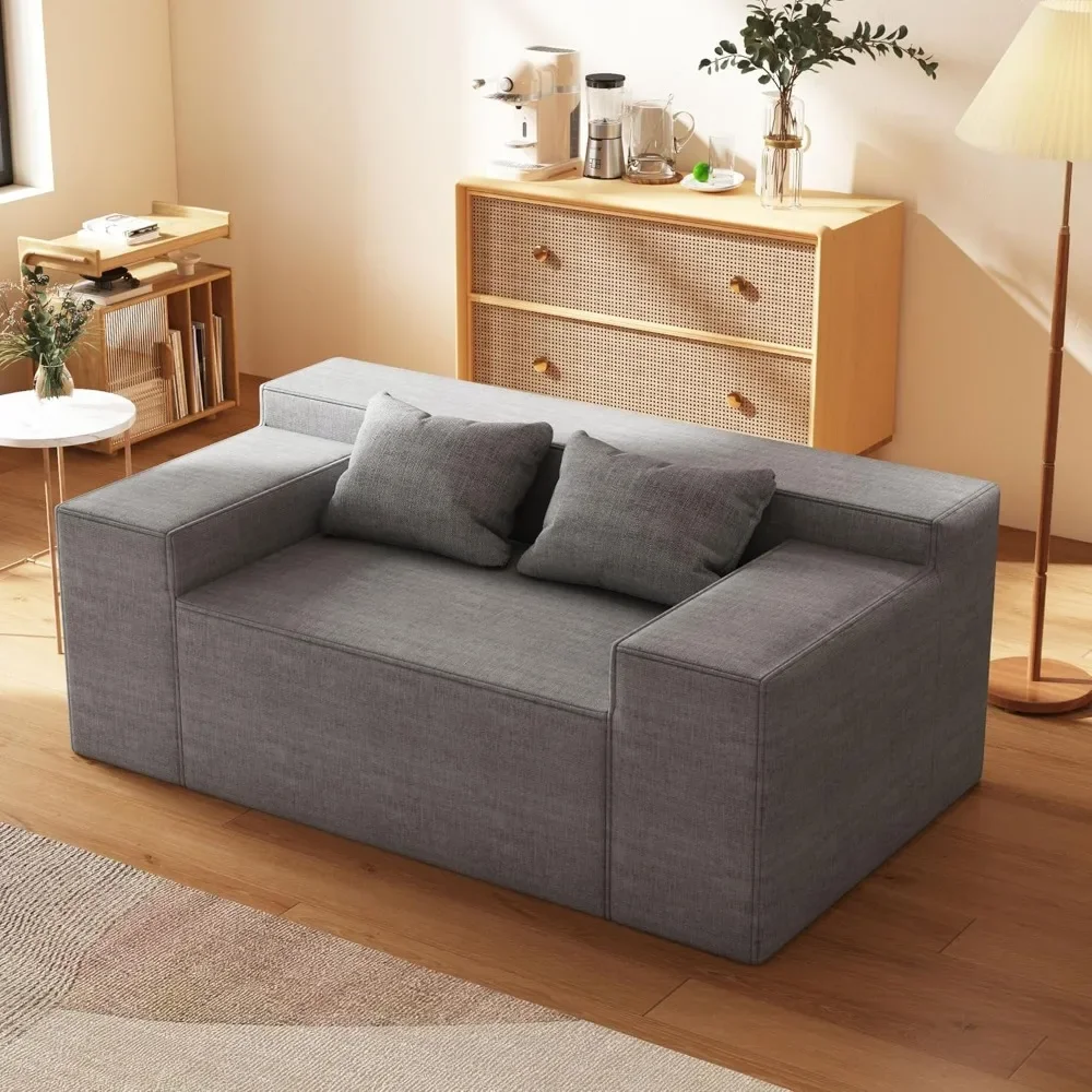 3-Seater Sofa, Hybrid Sofa in a Box, No Assembly Required, Comfy Sofa Couch with 3 Matching Pillows, Cat-Scratch Resistant