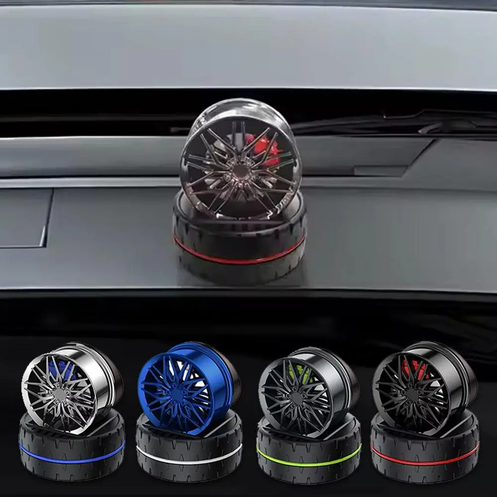 معطر الهواء الناشر تعمل بالطاقة الشمسية الدورية سيارة تنقية عجلات مقلد عجلة شكل العطر السيارات ناشر رائحة المنزل ديكو #6