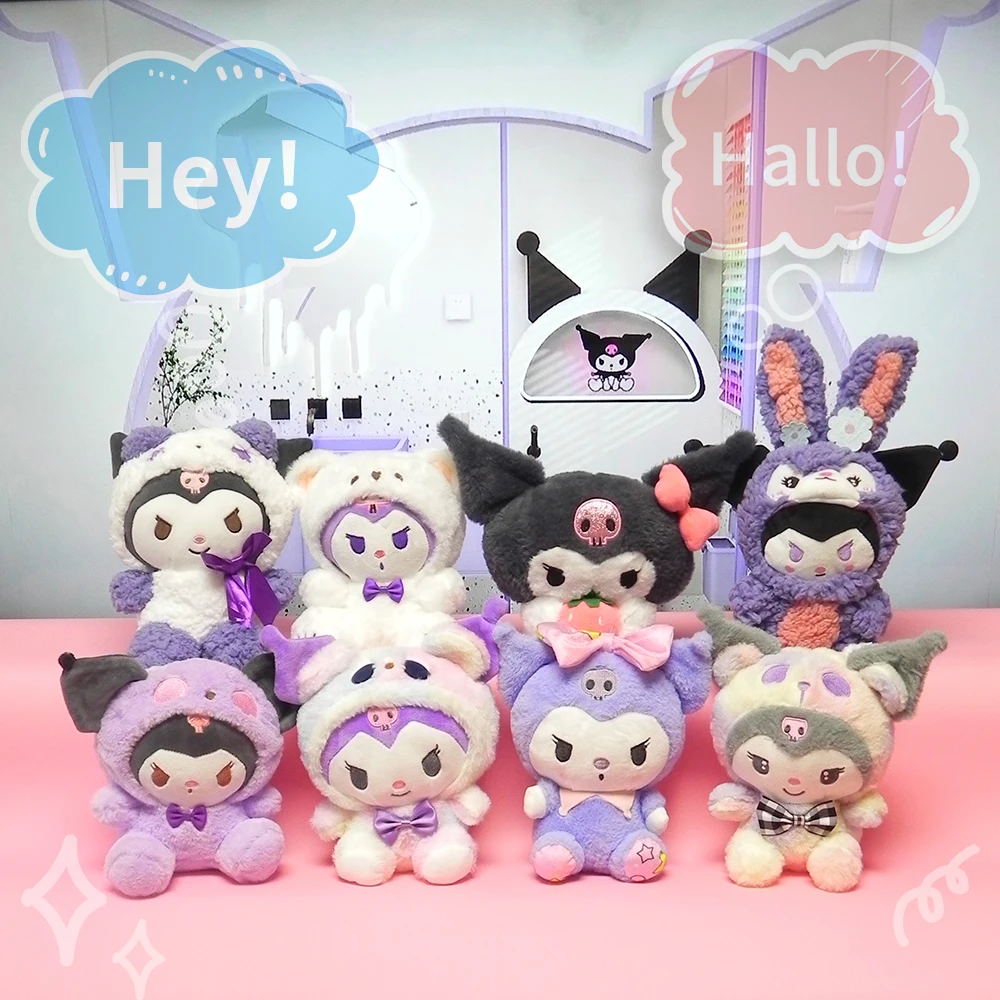 Mainan boneka mewah Sanrio 20cm boneka Anime Kuromi lucu boneka kartun Kuromi mainan hadiah Natal bantal anak-anak boneka lembut