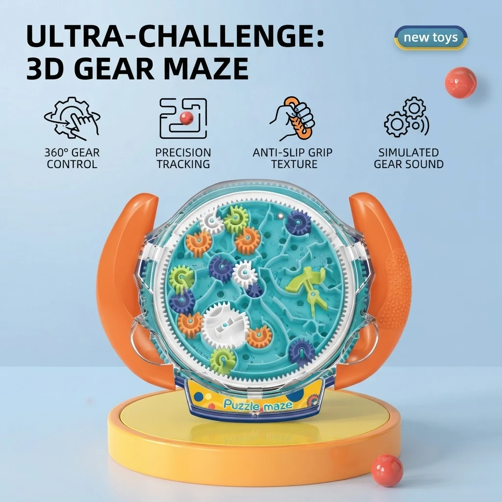 3D Gear Maze Disk for Kids 3+, Hand‑held Ball Maze, Focus & Balance Training, Parent‑Child Educational Gift view 5