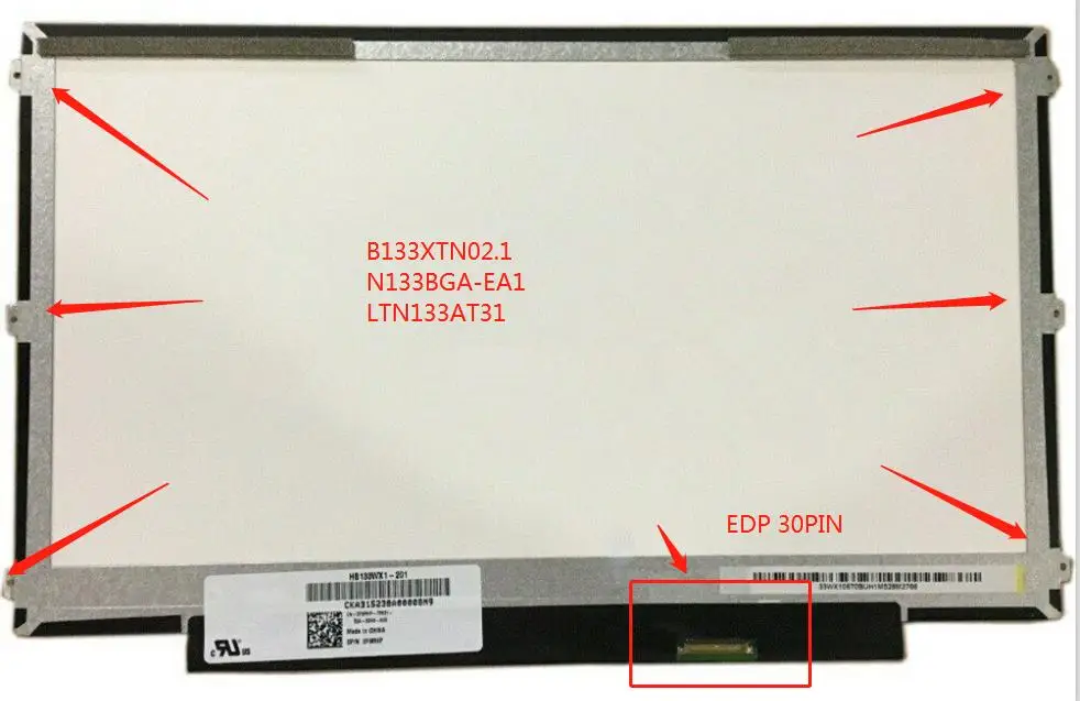 

13.3" 30pin 1366x768 LED LCD Matrix Panel Display LTN133AT31 fit HB133WX1-201 N133BGE-E31 B133XTN02.1 Replacement laptop parts