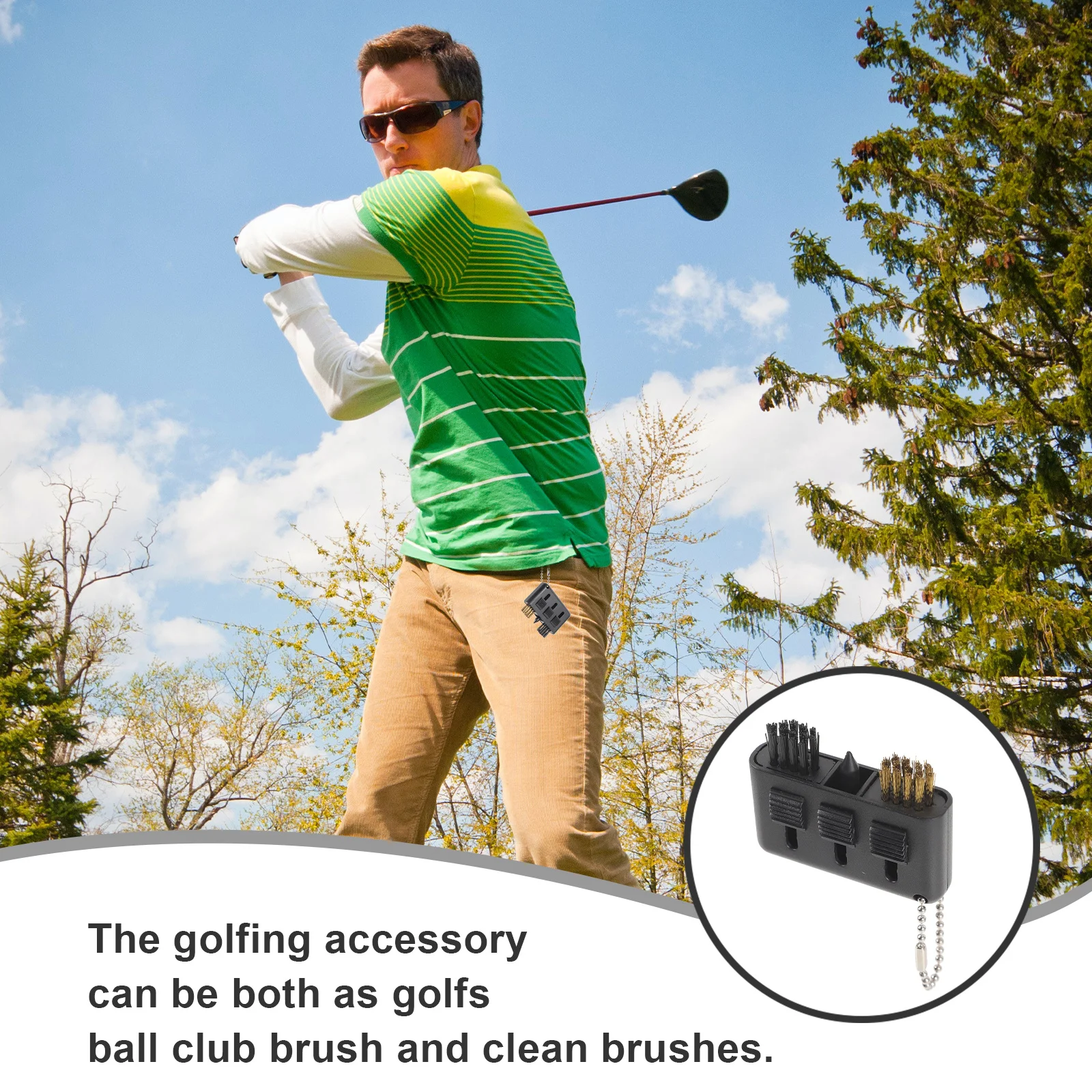 

Golf Club Double-Sided Triple-Head Golf Practical Golfs Base Ball Cleaner For Outdoor Practice Reusable Golfing Accessories