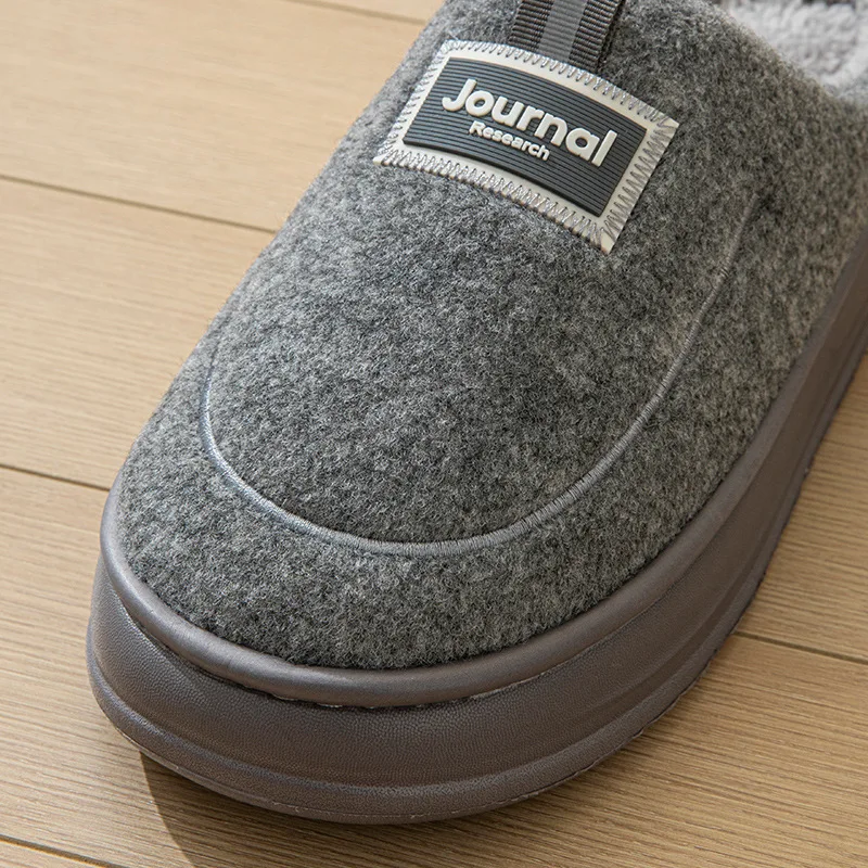 Pantoufles d'intérieur en coton pour hommes, grande taille 50-51, peluche douce, antidérapantes, chaussures de maison pour couples, hiver et automne, diapositives moelleuses au sol pour la maison