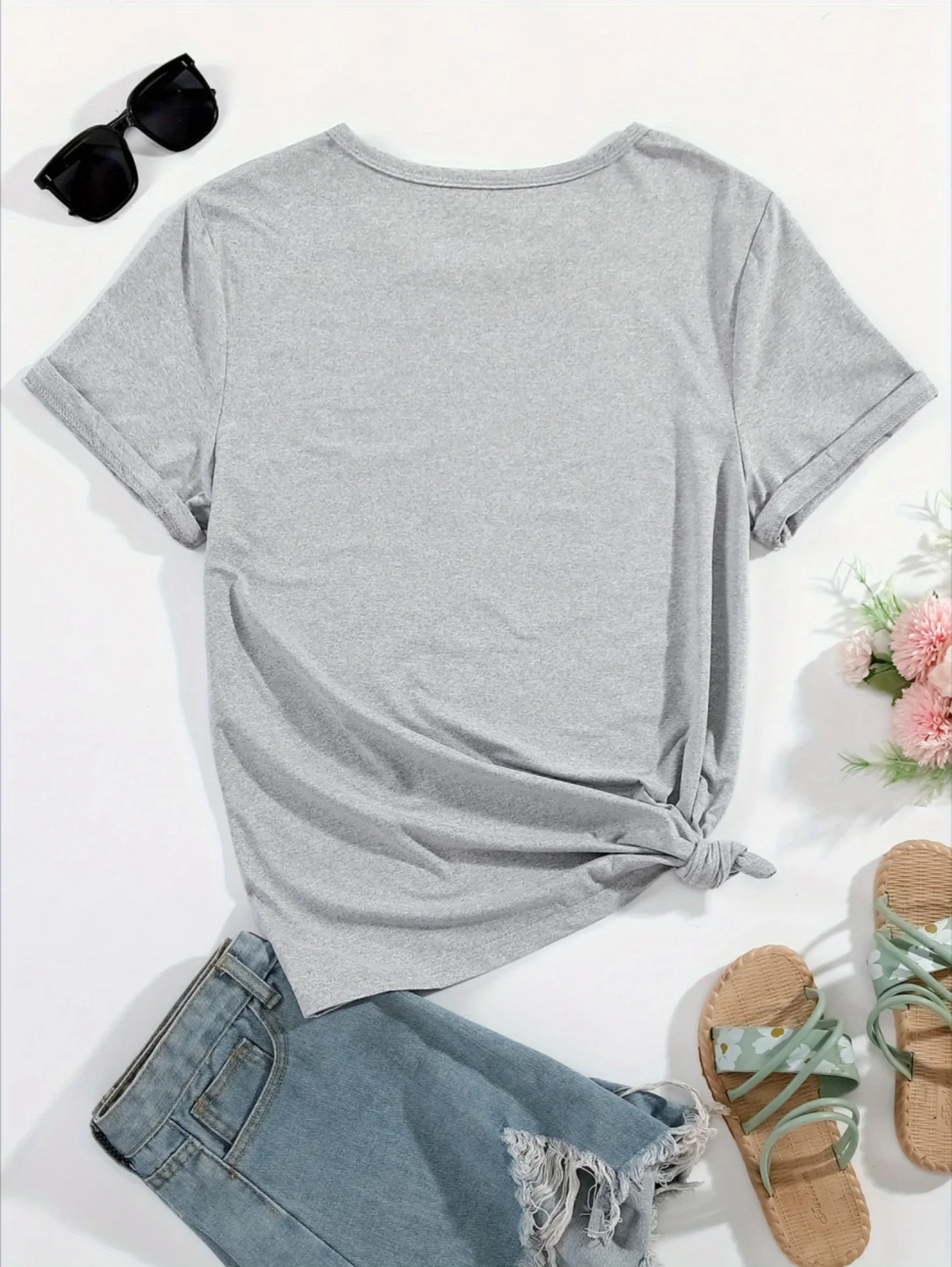 Damska koszulka z krótkim rękawem, okrągły dekolt, graficzny nadruk, wygodna na każdą porę roku, w stylu Harajuku z zabawnymi kredkami i gwiazdkami.