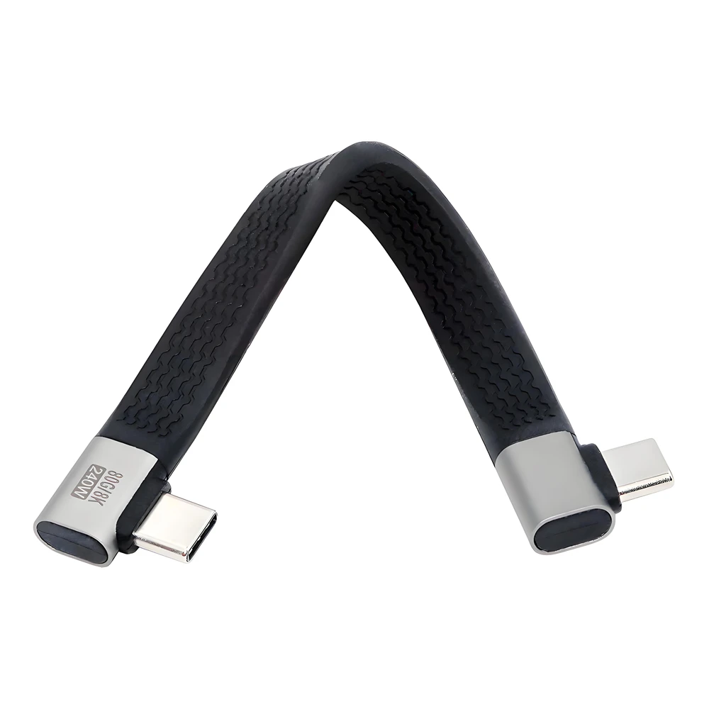 CY Dual Right Angled USB5.0 80Gbps Flat Slim FPC Cable 13cm with 240W and 16K@30hz 8K 5K@60Hz Compatible with USB4.0