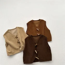 Boys Vest Kids Waistcoat Down Thicken Jacket 2024 Brown Warm Plus Velvet Winter Autumn Windproof Christmas Gift Children's Cloth