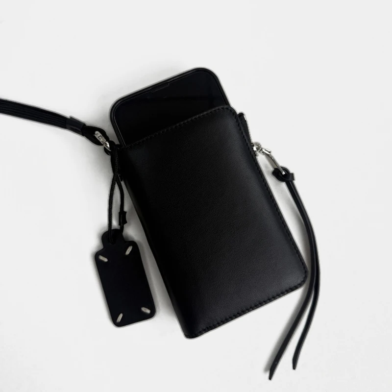 Minimalist Neck Phone Pouch Authentic Leather Card Organizer Travel Friendly Wallet Compact Carrier Women's wallet Bag for phone