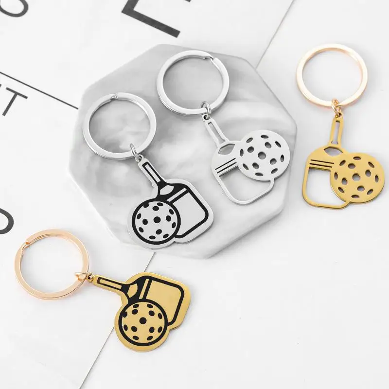@*Pickleball Racket Keychain for Sports Player Mini Pendant Teammates Jewelry Gift for School Tournament Souvenirs