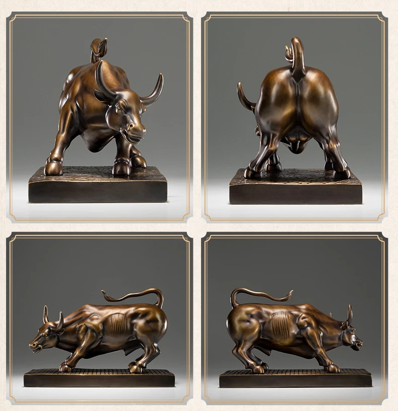 Europe Asia omen Stock market Good luck Wall Street Bull Wealth bronze sculpture Home hall company High grade Decorative statue