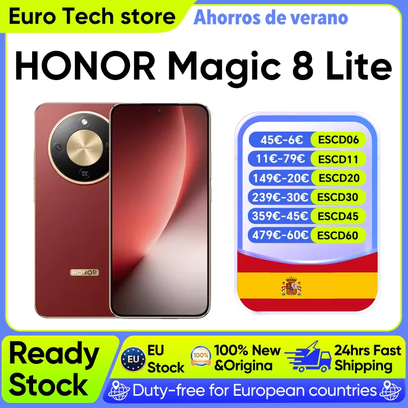 HONOR Magic 8 Lite Versión EU, Teléfono Inteligente 5G, 108MP OIS AI, eSIM, Resistente a Caídas de 2.5m, Resistente al Polvo IP69K, 7500mAh, Snapdragon 6 Gen4