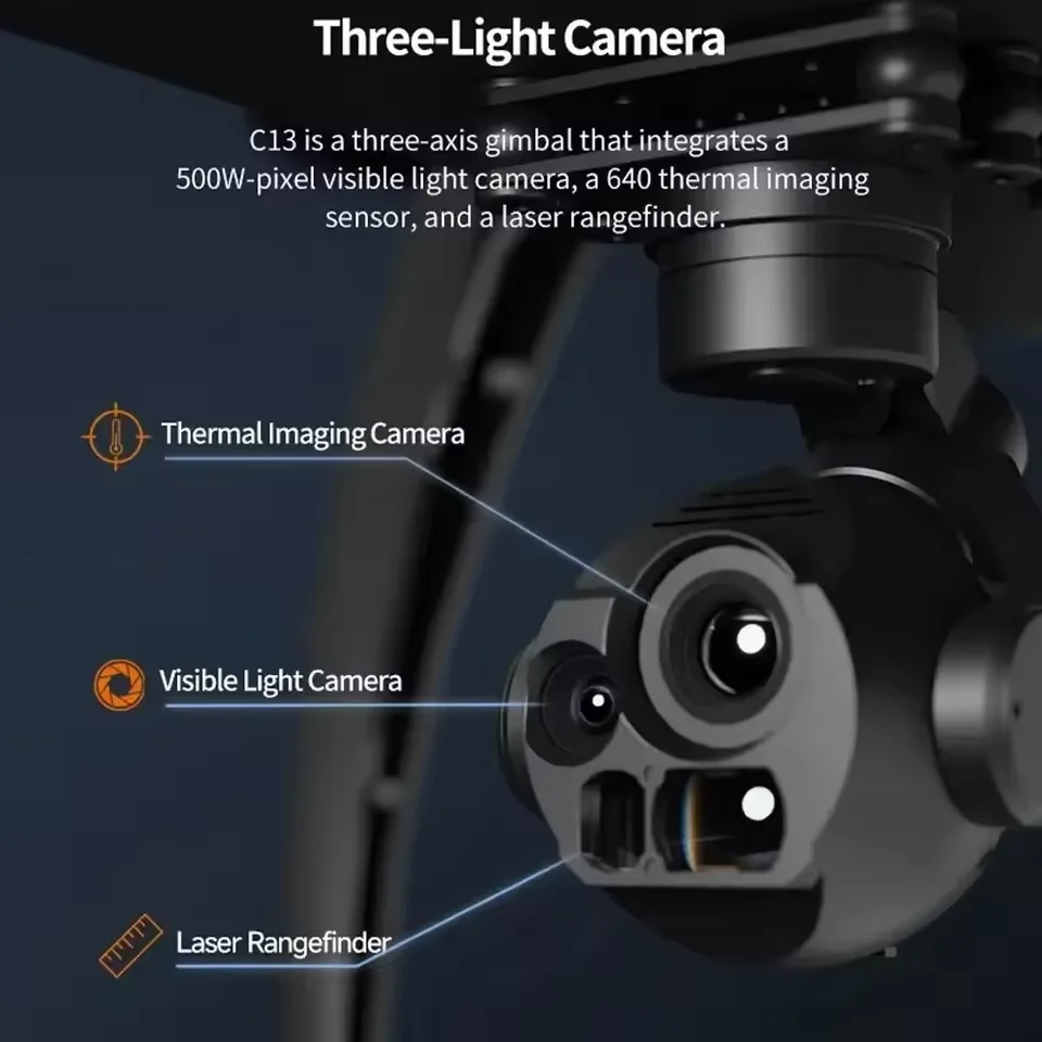 Skydroid C13 HD Cámara cardán multifuncional de 3 luces - Zoom 30x, bloqueo de objetivo automático, estabilización de 3 ejes